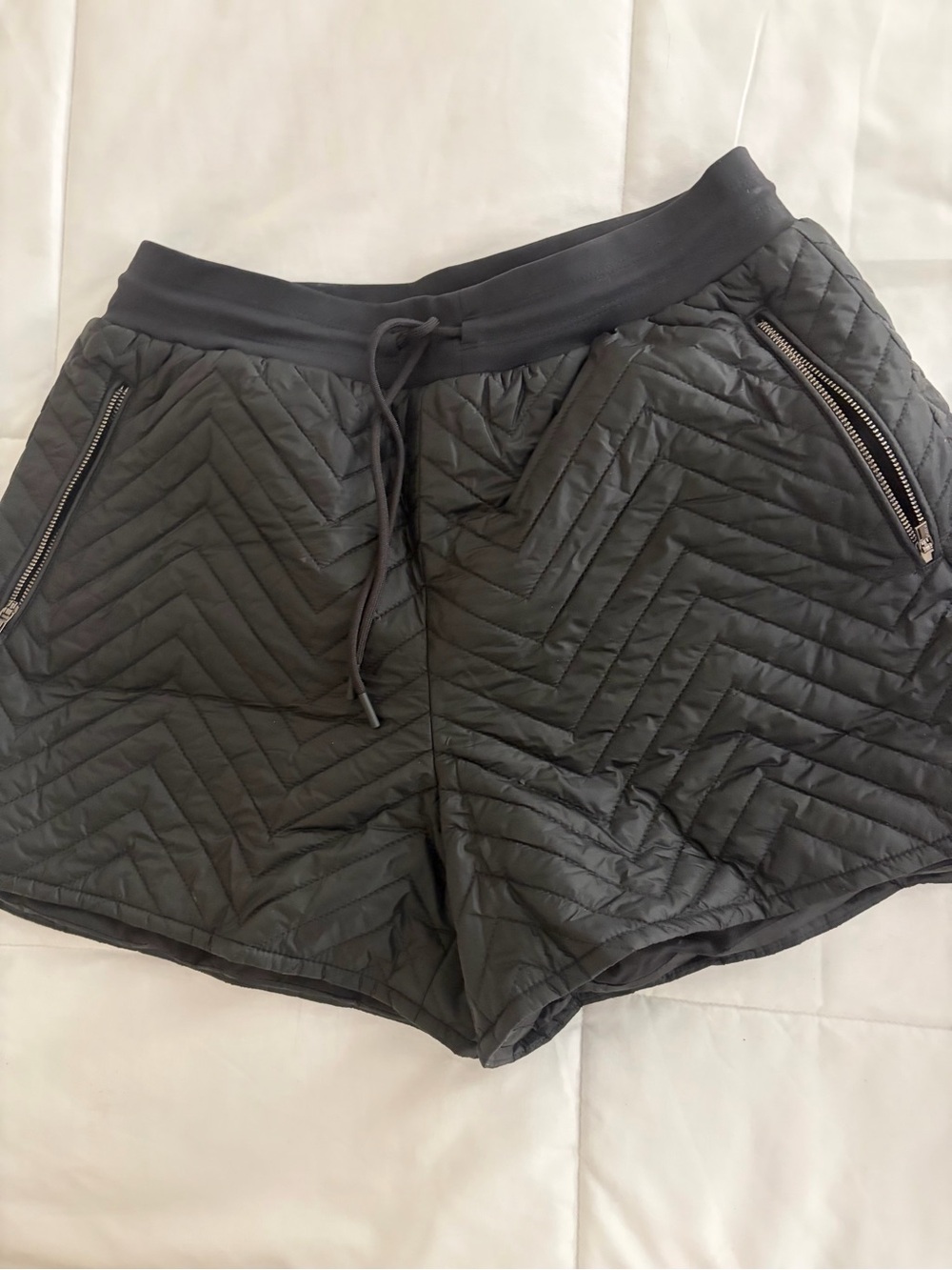 Athleta Quilted Black Athletic Shorts with Zipper Pockets